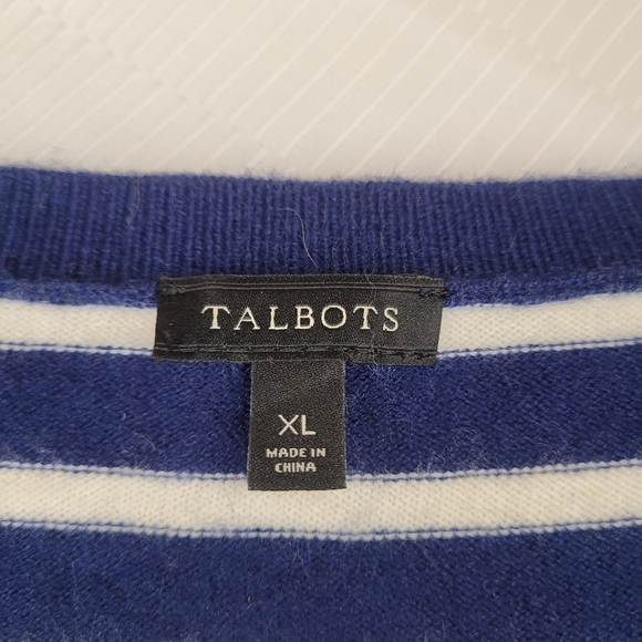 Talbots Women’s Lambswool Blend Nautical Stripe Gold Whale Sweater sz XL - Picture 6 of 8
